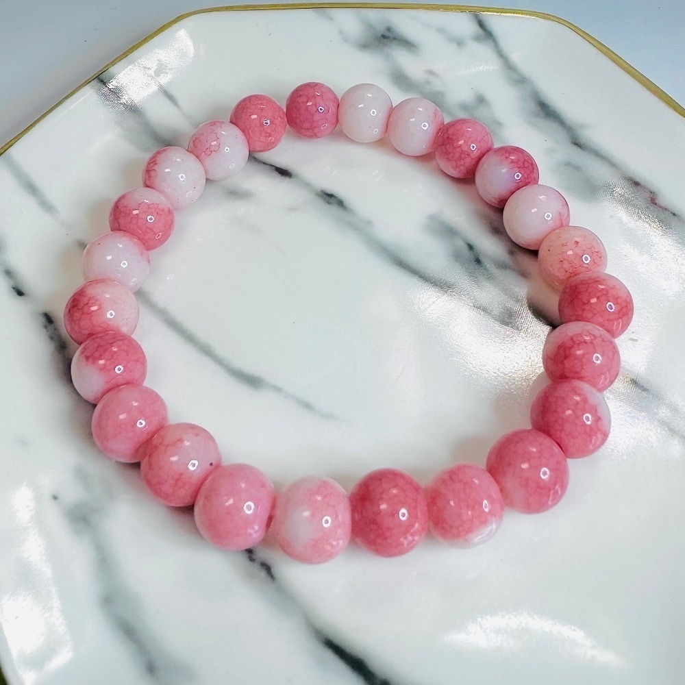 Pink Berry & Cream Swirl Beaded Bracelet